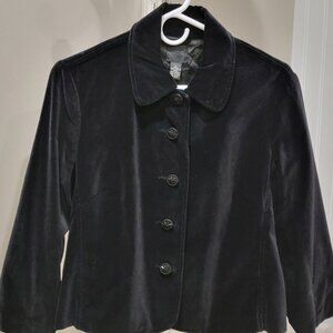 Women's Lucky Brand Dungaree America Black Velvet Jacket‎ Blazer Large Free Ship